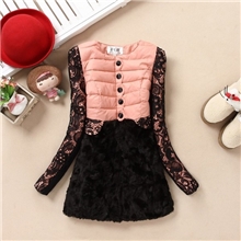 冬装新款韩版女装蕾丝薄款中长款显瘦羽绒棉服棉衣棉袄批发