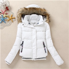 小爸爸马伊琍李三妹同款时尚修身连帽白色短款棉衣棉服女潮