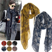 新款秋冬大腰果花印花围巾气质MM必备韩国围巾批发淘宝巴厘纱