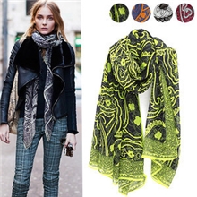 春秋新款韩版围巾巴厘沙围巾防晒丝巾批发荧光波西米亚围巾