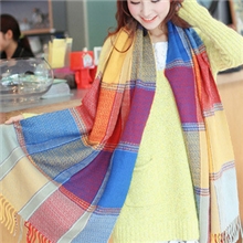 新款欧美百搭秋日时尚必备流苏格子大披肩爆款批发围巾