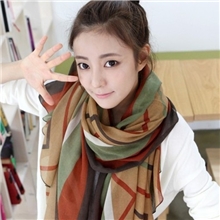 2013韩国新款春秋季女士棉麻围巾丝巾英伦格子围巾披肩两用超长