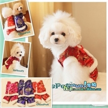 新款四脚唐装超高档精美花纹加厚狗狗棉衣宠物衣服泰迪博美