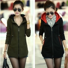 秋冬装大码女装连帽中长款卫衣韩版加厚拉链开衫女式休闲外套