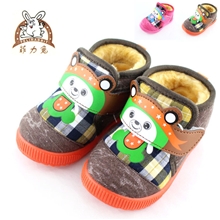 菲力兔品牌卡通加厚小熊方格男女童儿童棉鞋宝宝软底童鞋批发