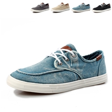 男士时尚个性水洗牛仔布鞋子韩版透气休闲板鞋帆布鞋低帮单鞋