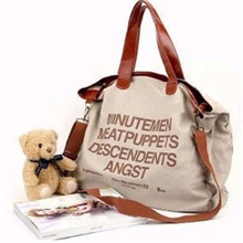 韩版超大个英文字母帆布包单肩包手提斜挎包休闲帆布包包男女包