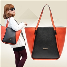 2013秋冬新款韩版女包包手提单肩休闲包牛皮包全真皮撞色女包