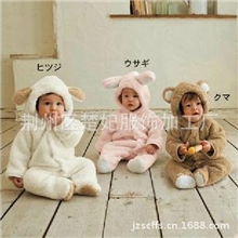 千趣会外贸秋冬动物造型婴儿连体身包脚棉哈衣宝宝爬衣爬服贵妃绒