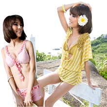 特价亦美珊2013新款比基尼泳衣三件套大胸裙式游泳衣女超显瘦1353