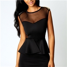 2010|铆钉户章透明网纱性感小礼服|俱乐部服连衣裙|情趣内衣批发