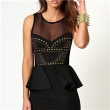 9003|金色亮片透明网纱性感小礼服|俱乐部服连衣裙|情趣内衣批发