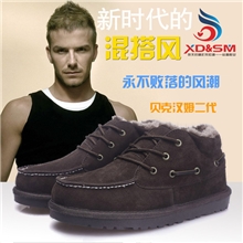 批发新款时尚贝克汉姆二代仿真皮雪地靴男式冬季保暖棉鞋短靴