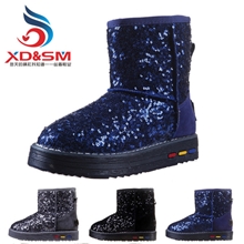 2013欧美时尚冬季新款亮片雪地靴厚底送给短靴单靴亮片女鞋女靴