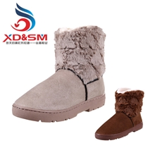 爆款麜皮绒雪地靴皮毛一体时尚中筒桃心爱心雪地靴女鞋批发