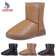 厂家批发新款PU皮保暖雪地靴防滑防水高档棉靴女中筒棉鞋