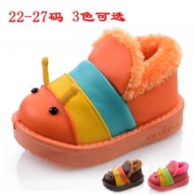 2013冬季儿童靴卡通毛毛虫棉鞋彩条毛绒儿童雪地靴童鞋批发