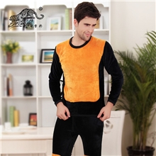 男士保暖内衣套装批发超柔绒加厚黄金甲精梳棉圆领纯色819