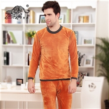 黄金甲保暖内衣套装批发男双层加厚超柔绒精梳棉纯色圆领厂家918