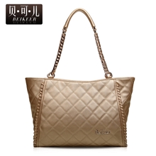 包包批发2013新款潮女手提包单肩大包编织链条格子包厂家直销