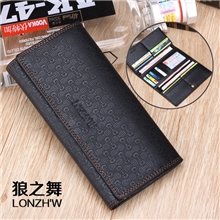 新款压花男士长款钱包13卡位三折西装包仿真牛皮钱夹厂家批发