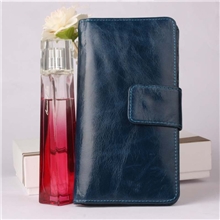 广州批发新款油蜡牛皮女款钱包两折搭扣多卡位真皮女式长款钱夹