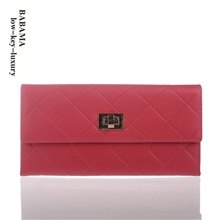 新款女士钱包时尚菱格广州真皮女包长款钱包韩版可爱品牌手拿包包