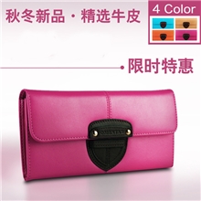 钱包2013新款潮女牛皮钱包女长款韩版可爱撞色女钱包长款女式钱夹