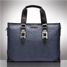真皮男包韩版潮包蓝色驼鸟纹男包手提公文包批发广州皮具厂