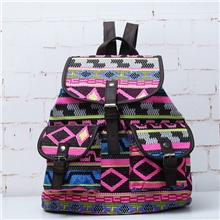 民族风韩版女式花纹帆布休闲背包双肩包书包学院学生书包