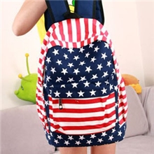 新款海军风双肩包背包男女初高中大学生书包条纹旅游休闲帆布包