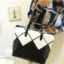 2013新款欧美时尚休闲包菱格方格女包包拼接撞色手提单肩包批发