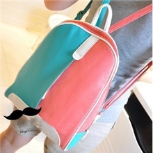 韩版PU皮拼色撞双肩包学院风双肩背包中学书包情侣潮包女包