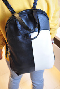 2013新款女包韩版撞色拼色pu皮双肩包学院风双肩背包厂家批发