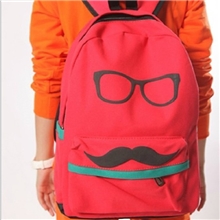 韩版潮款卡通帆布小胡子双肩包男女中学生书包学院风双肩背包