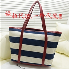 2013夏季新品时尚简约女包个性宽条帆布大包潮女休闲单肩包