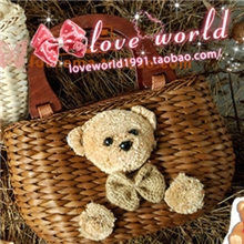 厂家直销新款日系VIVI杂志款木柄泰迪熊手提编织袋草编包批发女包