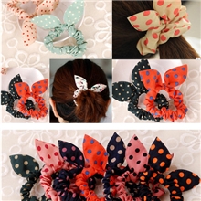 韩版发饰饰品可爱圆点小兔子耳朵发圈义乌市厂家直销批发特价