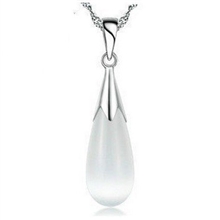 NX0011925纯银首饰批发顶级猫眼石月光石水滴项链项坠