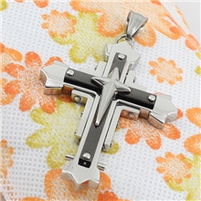 美饰美恋大气三层十字架钛钢饰品五金加工厂外贸订单有现货