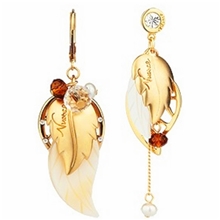 加工定制韩国女士不对称长款多层次树叶耳饰韩国时尚耳环批发