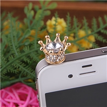 皇冠卫星石手机防尘塞韩版网络爆款型厂家直销批发3.5mm