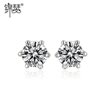 锦瑟一克拉5mm八心八箭瑞士进口锆石耳钉电镀18K白金厂家直销