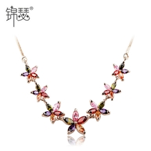 锦瑟生如夏花AAA锆石项链七彩锆石项链韩国工艺饰品项链厂家直