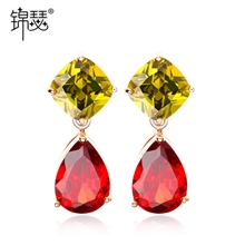 锦瑟蒙娜丽莎锆石耳钉AAA彩色锆石耳钉完美品质女厂家直销