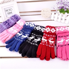 小鹿反口五指手套骑行手套韩版冬保暖可爱卡通双层小鹿手套加绒