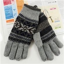 冬天手套好友互动来往五指雪花手套毛线手套男女通用双层分指手套
