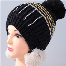 2013新款韩版宝宝儿童针织帽婴儿帽毛线帽护耳帽三球镶钻厂家批发