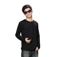 厂家直销男款圆领空白T恤衫长袖空白T恤纯色手绘烫画T恤批发