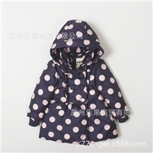 外贸原单欧美新款女童波点欧式羽绒服中长款羽绒服儿童羽绒服